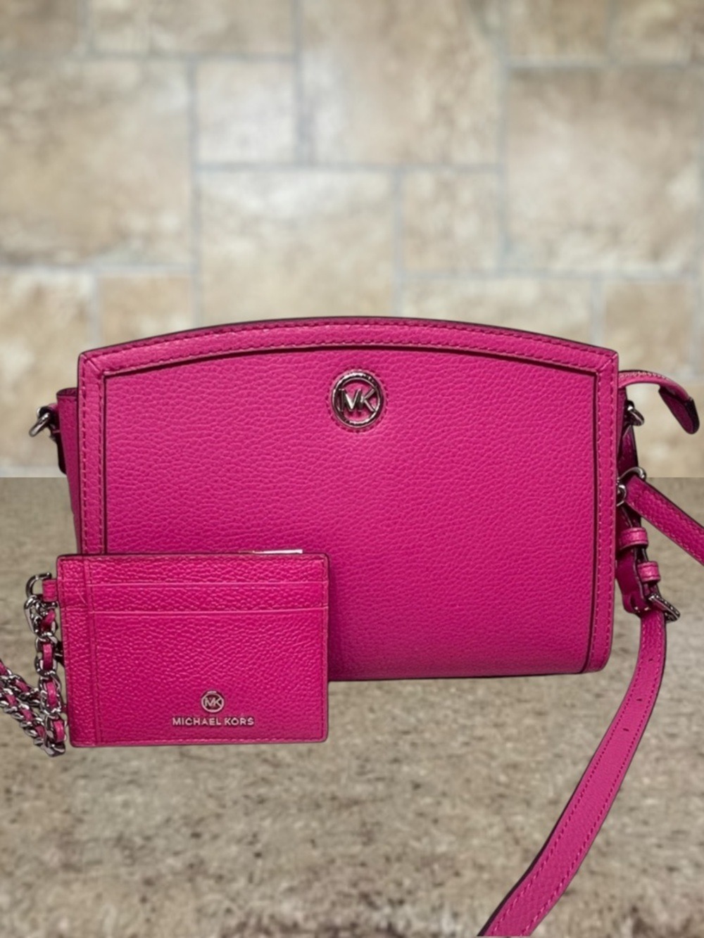 Michael Kors Chantal Crossbody & Matching Wallet Cerise Pink